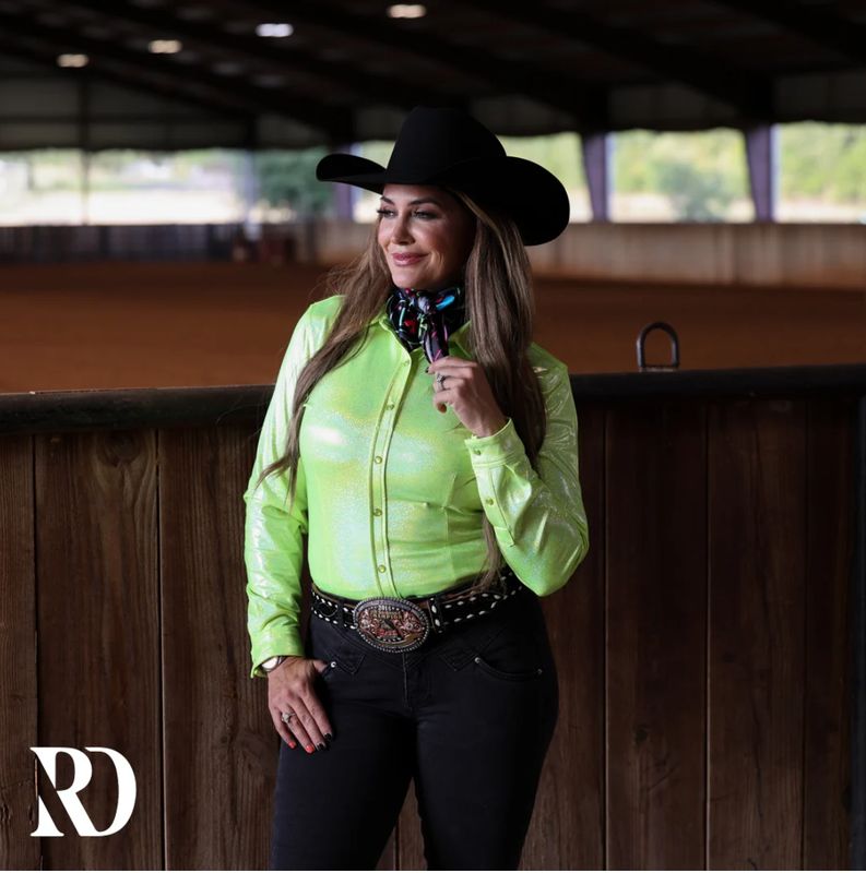 LIME SPARKLE PERFORMANCE RODEO SHIRT
