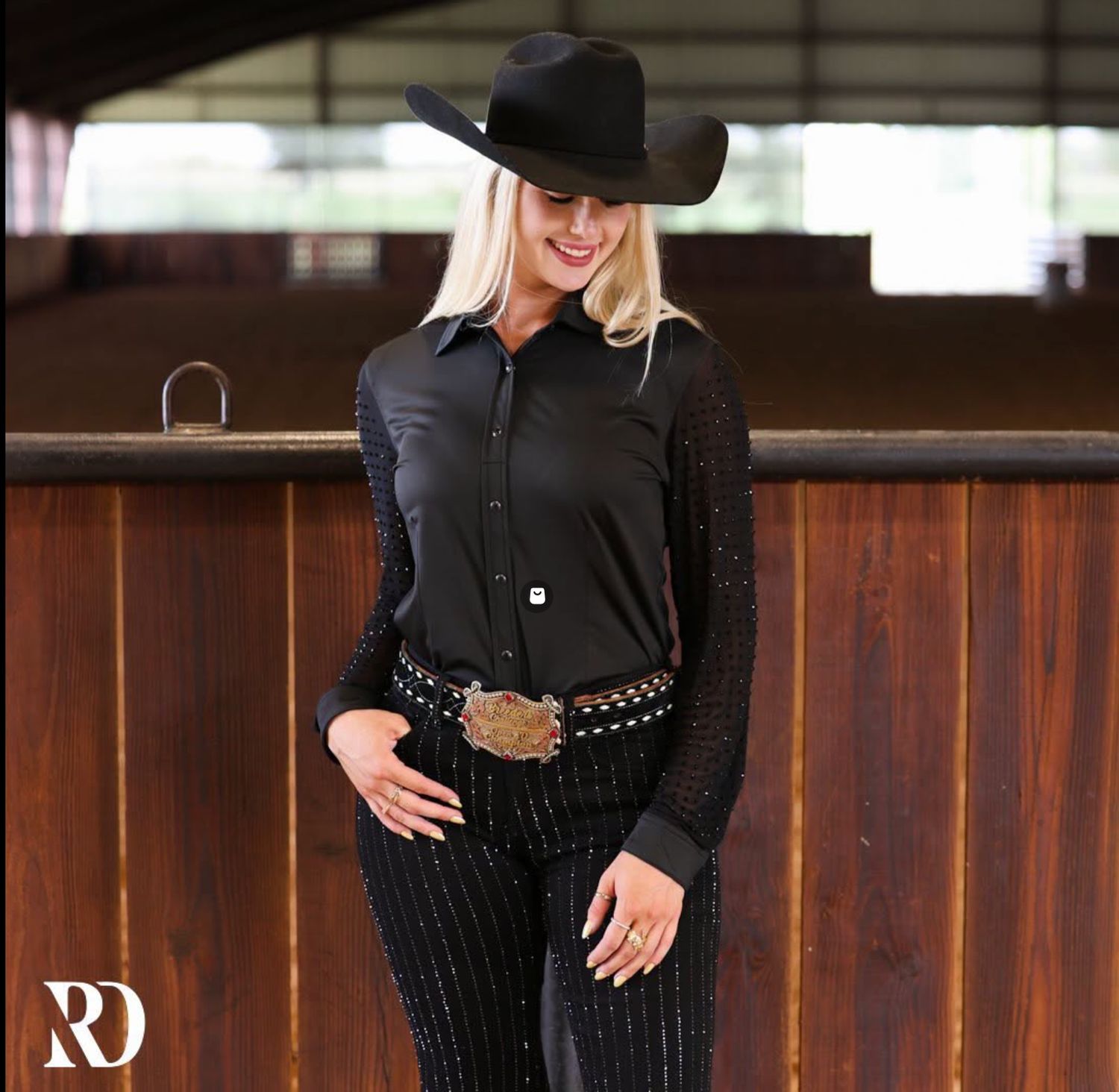 BLACK MESH SLEEVE PERFORMANCE RODEO SHIRT