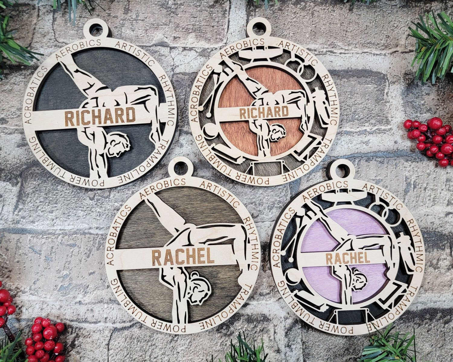 Personalized Stadium Series Gymnastics Sports Ornaments