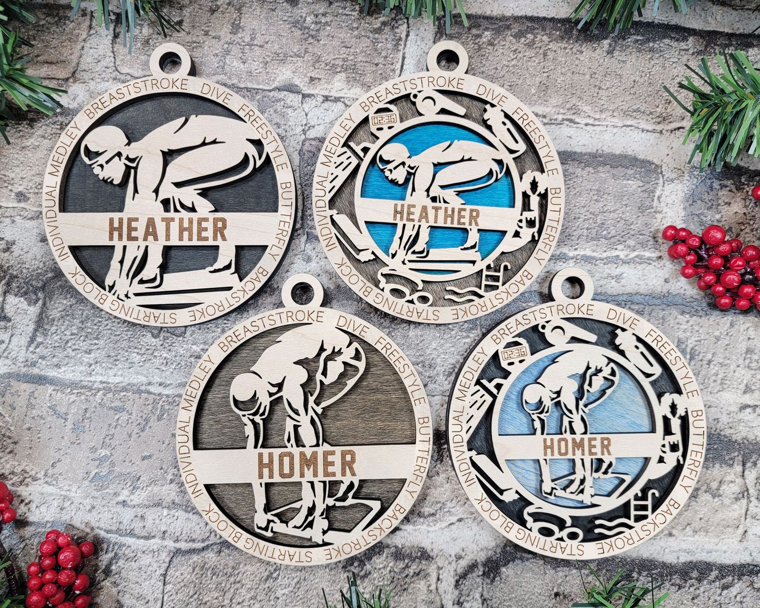 Personalized Stadium Series Swimming Sports Ornaments