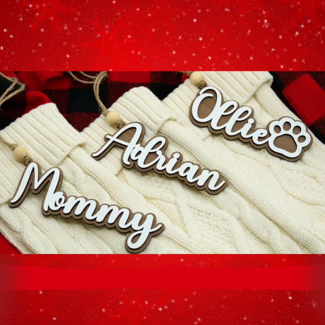 Personalized Christmas Stocking Name Tags