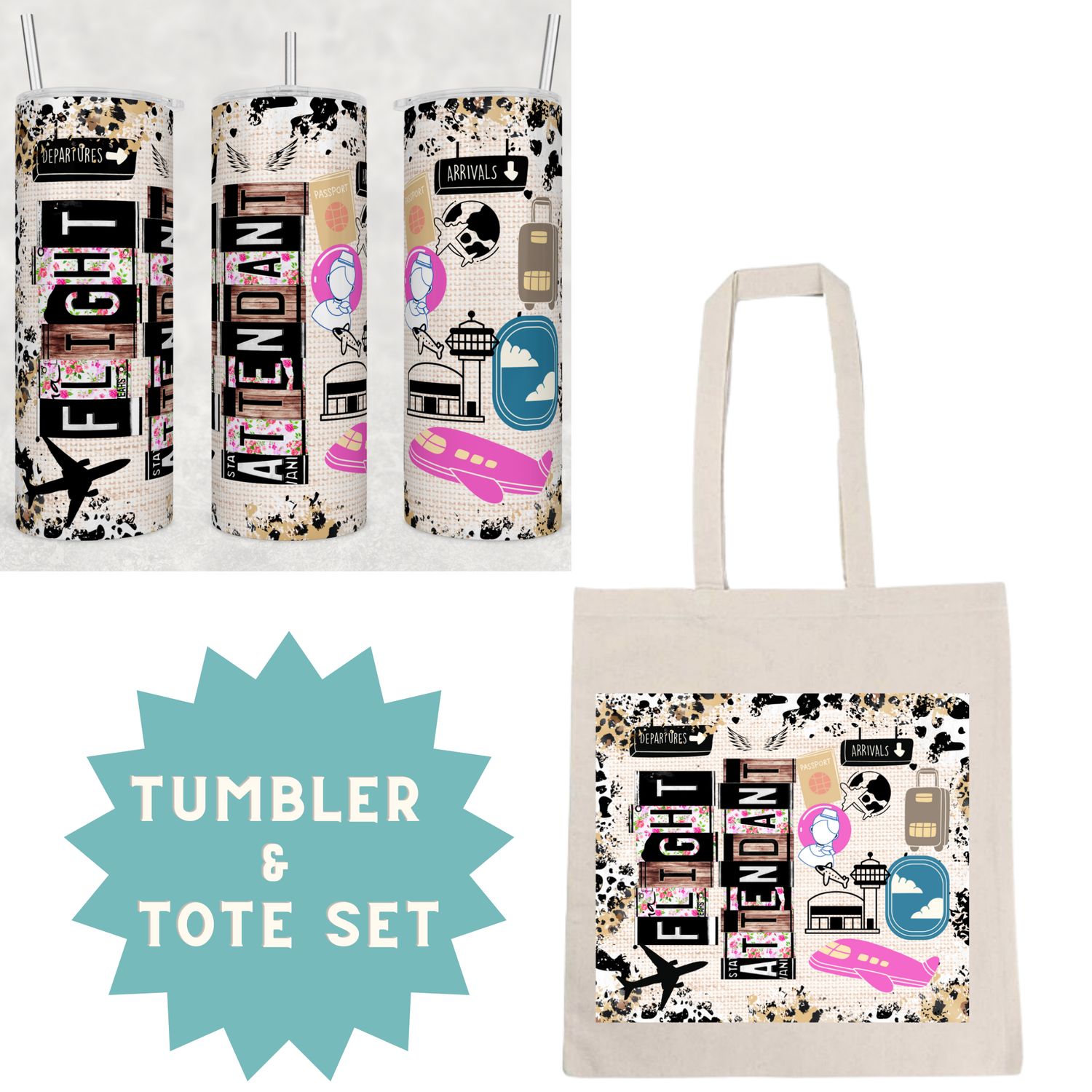 Flight Attendant  Tumbler &amp; Tote Set