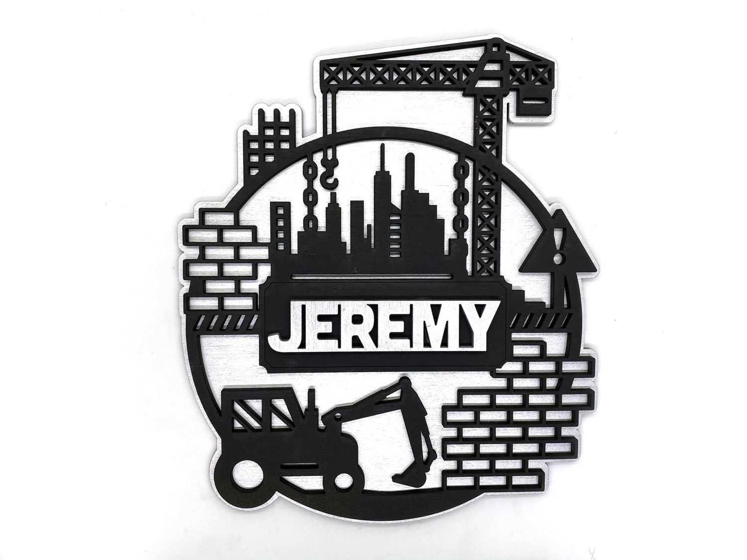 City Skyline Construction Site Personalized Wall Sign