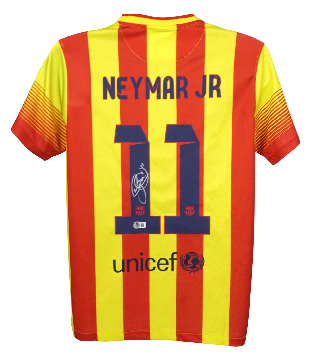 Neymar Jr. Trikot Nr. 11, Barcelona, ​​Saison 2013/14, signiert von Neymar Beckett  Replika-Trikot des FC Barcelona, ​​signiert von Neymar Jr. Nr. 11  Echtheitszertifikat: Beckett-Hologramm  Lieferzeit: 10–20 Tage. Nach Ihrer Bestellung erhalten Sie