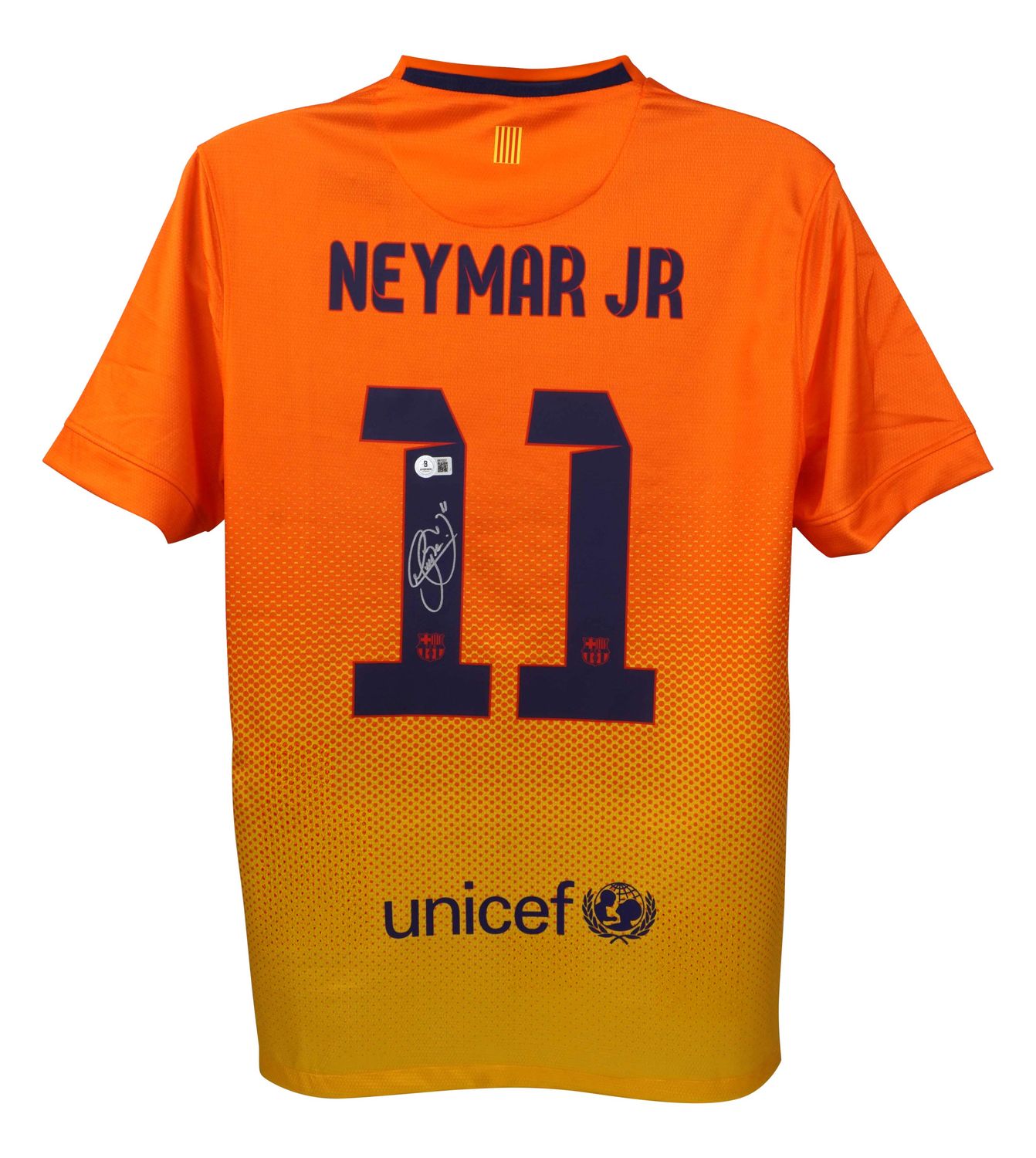 Neymar Jr. Trikot Nr. 11, Barcelona, ​​Saison 2013/14, signiert von Neymar Beckett  Replika-Trikot des FC Barcelona, ​​signiert von Neymar Jr. Nr. 11  Echtheitszertifikat: Beckett-Hologramm  Lieferzeit: 10–20 Tage. Nach Ihrer Bestellung erhalten Sie