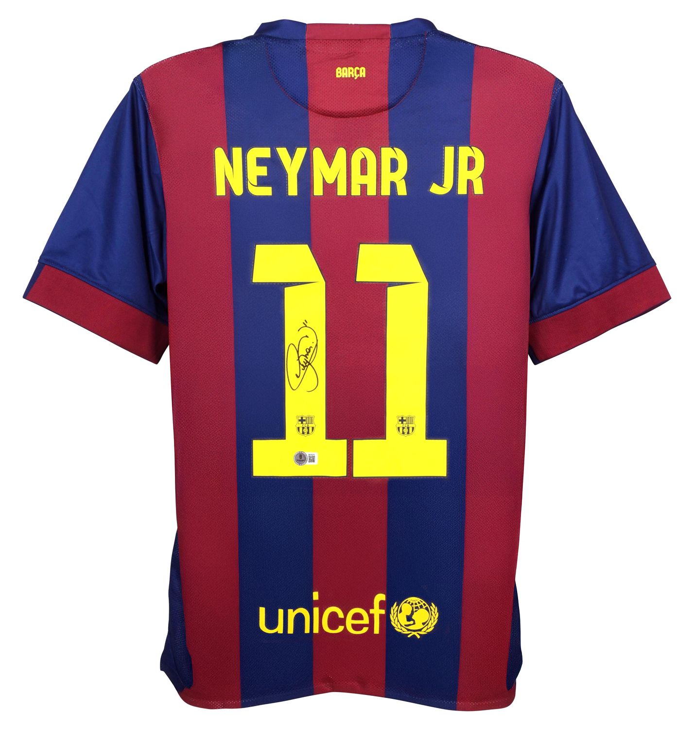 Neymar Jr. Trikot Nr. 11, FC Barcelona, ​​Saison 2014/15, signiert von Neymar Beckett  Replika-Trikot des FC Barcelona, ​​signiert von Neymar Jr. Nr. 11  Echtheitszertifikat: Beckett-Hologramm  Lieferzeit: 10–20 Tage.  Sobald Sie Ihre Bestellung aufg