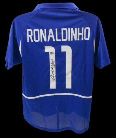 Jersey Ronaldinho 11 Brazil World Cup 2002 Autograph Jersey Signed Autographed Ronaldinho Beckett Authentication 2002