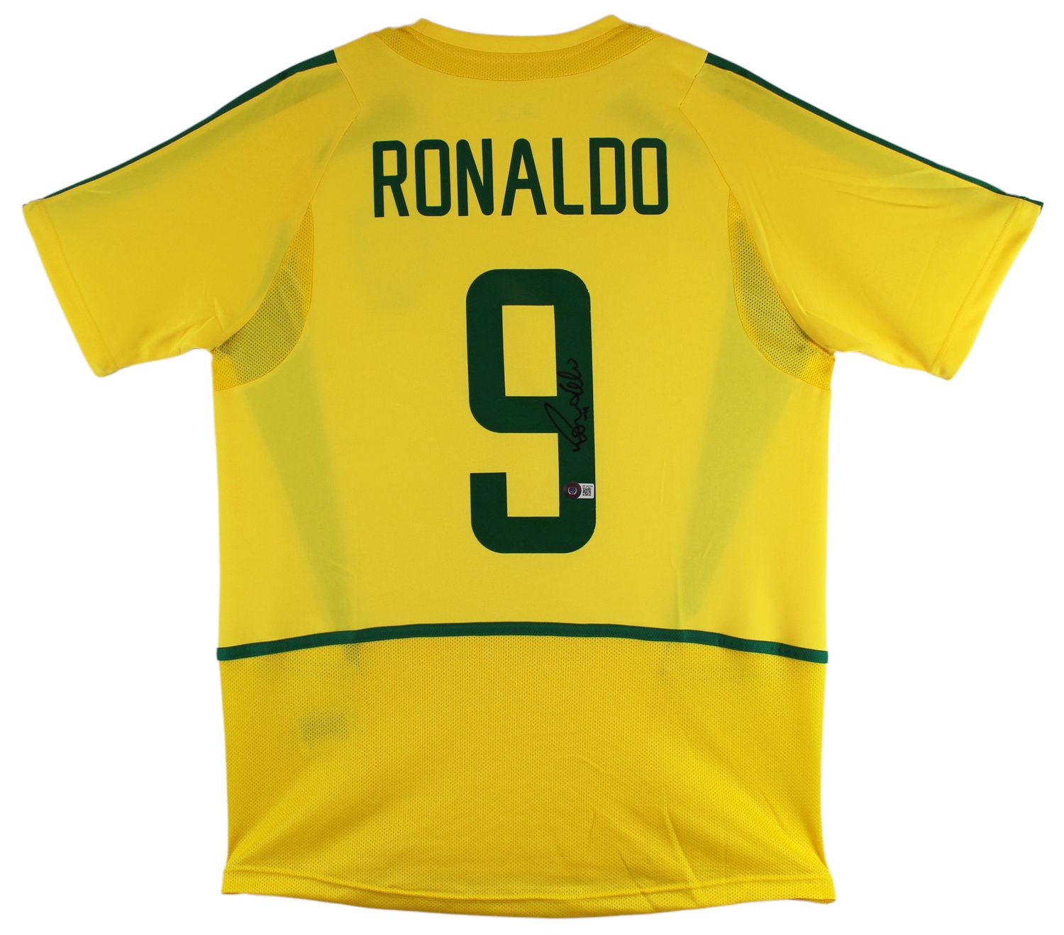 Ronaldo-Trikot Nr. 9, Brasilien, signiert, WM 2002  Replika-Trikot Brasilien 2002, signiert, Ronaldo-Phänomen  Echtheitszertifikat: Beckett-Hologramm  Lieferzeit: 10–20 Tage.  Sobald Sie Ihre Bestellung aufgegeben haben, erhalten Sie alle Details.  R