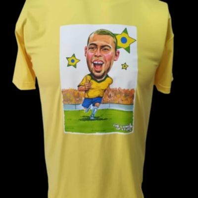 T Shirt Ronaldo Fenomeno Brazil Brasil Brasile Caricatura RONALDO Leggend Icon Stampa Printed Sublimation T Shirt