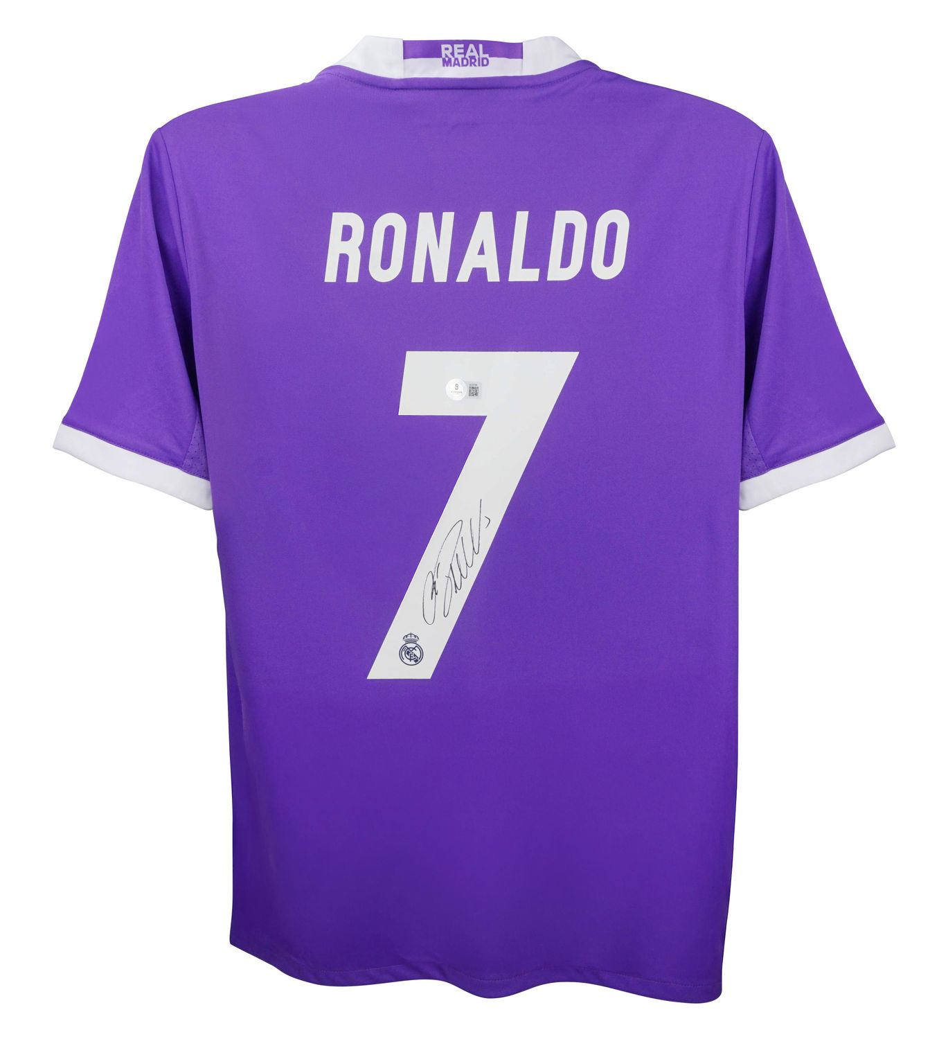 Signiertes Trikot von Cristiano Ronaldo (CR7) – Real Madrid – Champions-League-Finale Cardiff 2017  Replika-Trikot von Real Madrid, signiert von Cristiano Ronaldo (CR7) – Champions-League-Finale 2017 in Cardiff  Authentifizierung: Beckett-Hologramm