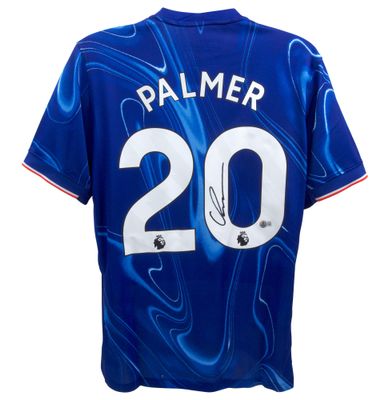 Camisola original do Chelsea assinada por Cole Palmer, época 2024/2025. Autógrafo de Palmer. Autenticação Beckett. Camisola Chelsea 24/25 Palmer 20  Camisola original do Chelsea assinada por Palmer 20  Autenticação: Holograma Beckett  Prazo de entreg