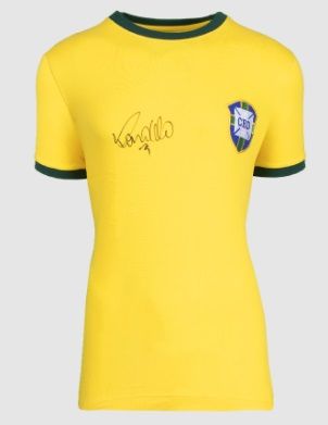 Jersey Brazil 1970  Fenomeno Brazil Retro Signed Autograph Fenomeno Ronaldo Autographed Jersey Retro Brazil 70  Autographed ICONS