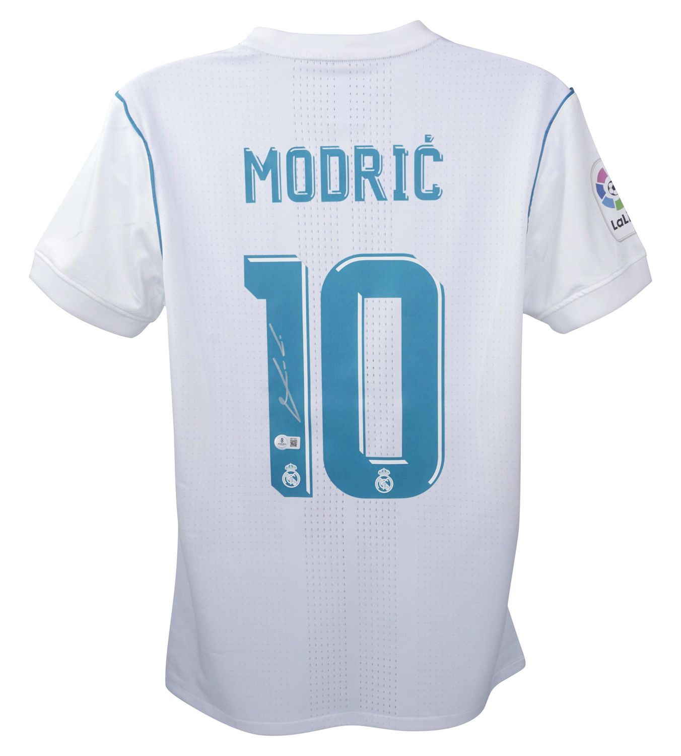 Signiertes Real Madrid Trikot von Luka Modric (Saison 2016/17)  Replika-Trikot von Real Madrid, signiert von Luka Modric (Saison 2016/17)  Echtheitszertifikat: Beckett Hologramm  Lieferzeit: 10–20 Tage.