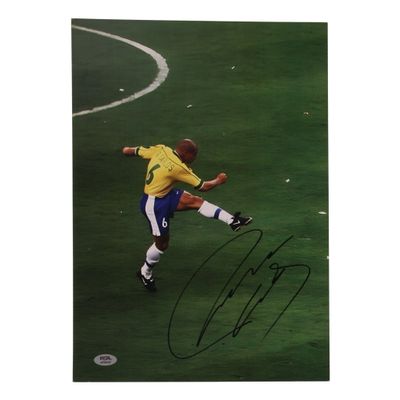 Roberto Carlos Brazil World Cup  Signed 11.25x16.25 Photo PSA  Brazil Roberto Carlos