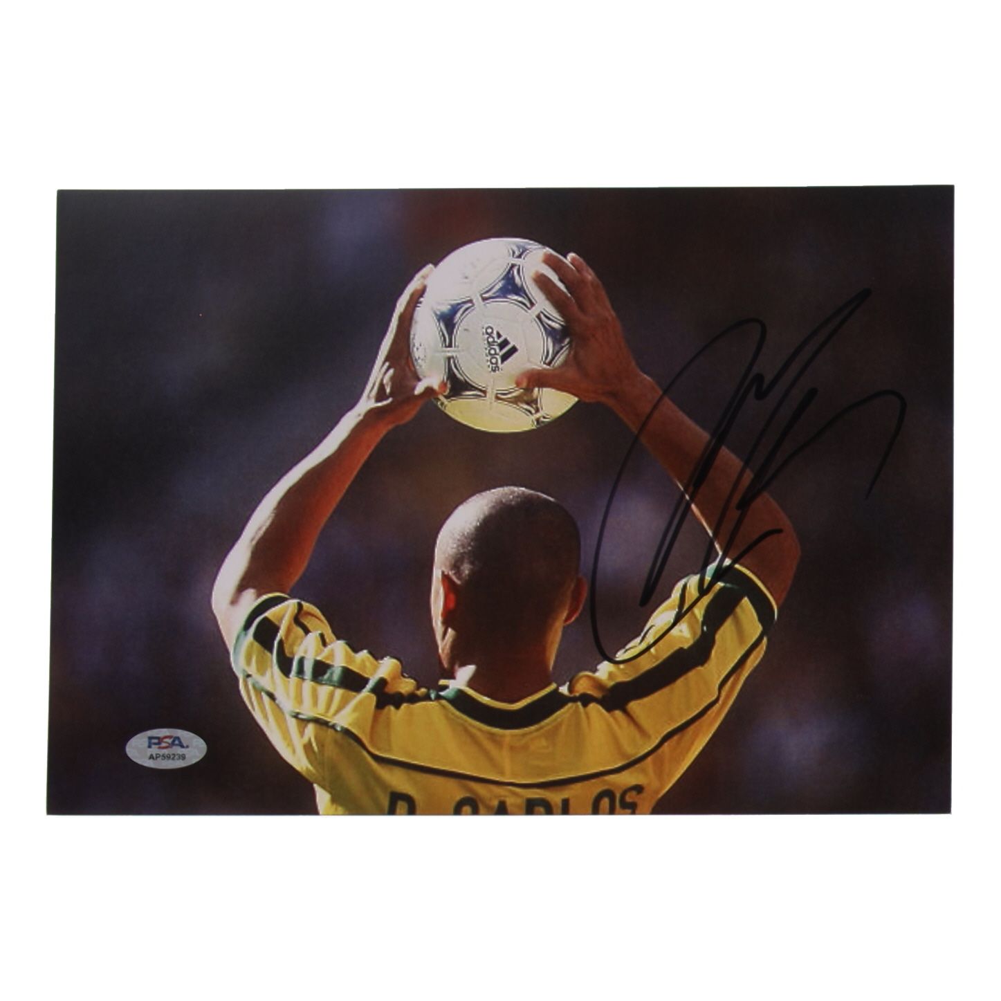 Roberto Carlos Brazil World Cup  Signed 8" x 11.5"  Photo PSA  Brazil Roberto Carlos