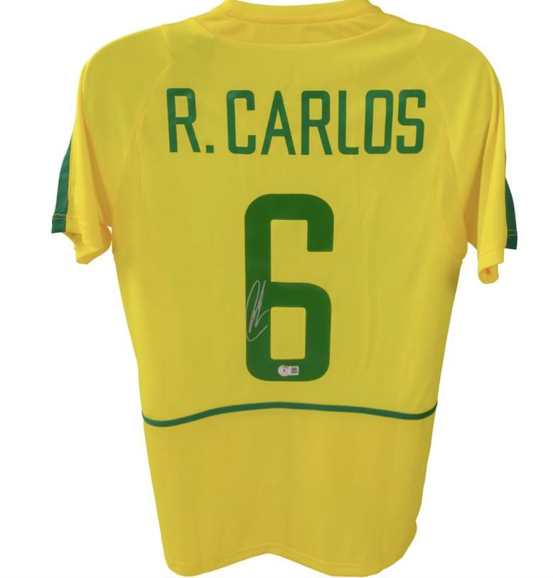 Jersey Roberto Carlos 6 Brazil  Autograph Jersey World Cup 2002  Autographed Signed Brazil 2002  Roberto Carlos  Brasil 2002 Jersey Autographed Autograph 2002