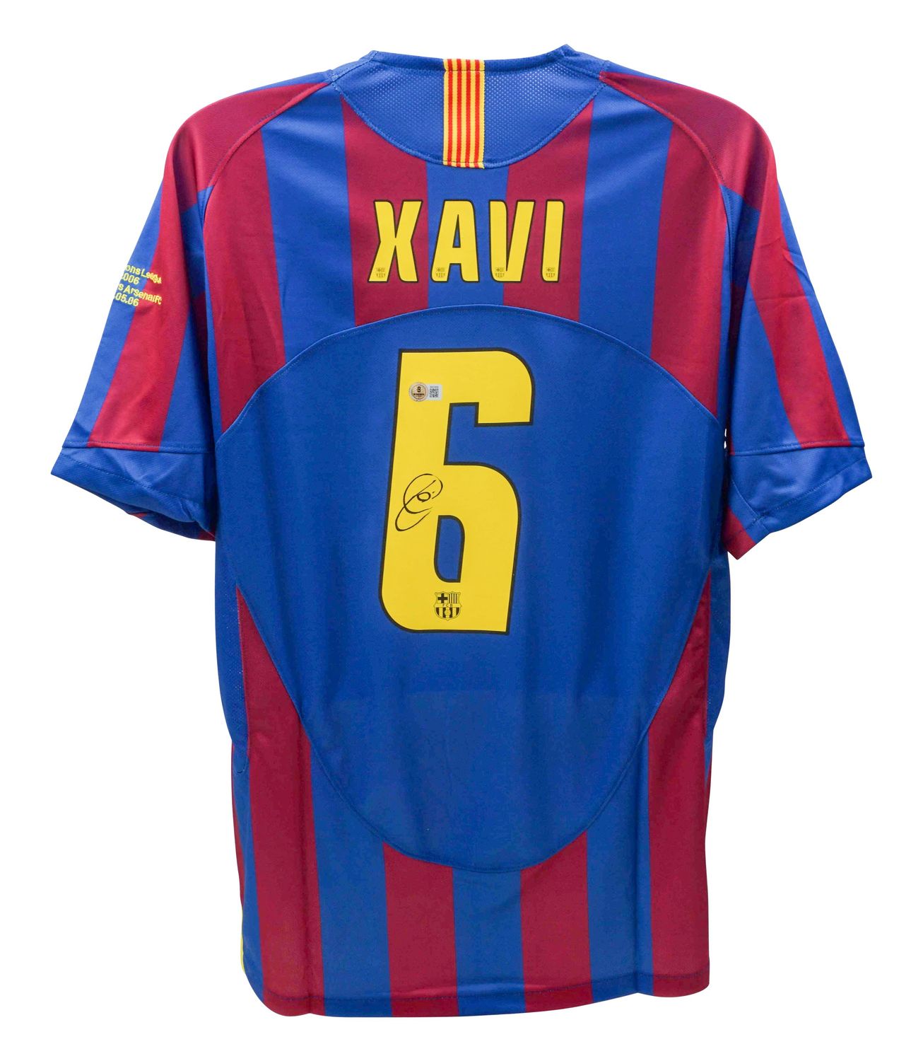 Jersey Xavi 6 Barcelona Final Champions League Paris 2006 Autograph Jersey Signed Autographed XAVI  Beckett Authentication Barcelona 2006