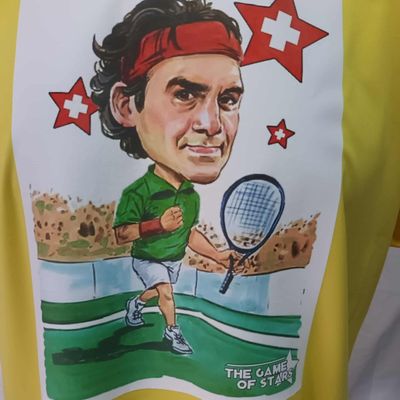 T Shirt Roger Federer Leggend Icon Caricatura Stampa Printed Sublimation T Shirt Roger Federer