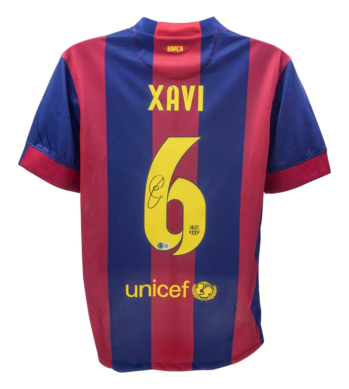 Jersey Xavi 6 Barcelona 2014 2015  Autograph Jersey Signed Autographed XAVI 6 Beckett Authentication Barcelona 14/15