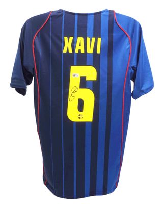Jersey Xavi 6 Barcelona 2004 2005  Autograph Jersey Signed Autographed XAVI 6 Beckett Authentication Barcelona 04/05