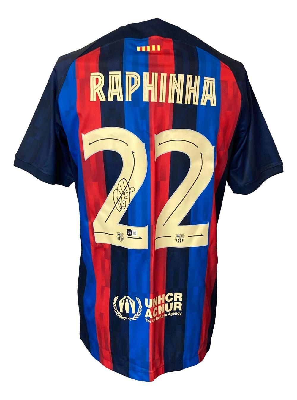 Jersey Raphinha 22 Barcelona 2022 2023 Autograph Jersey Signed Autographed RAPHINHA 22 Beckett Authentication Barcelona 22/23