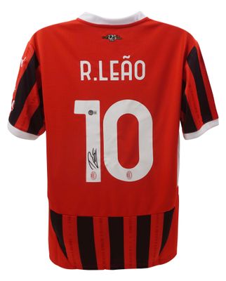 Camiseta Rafael Leao 10 del Milan 2024-2025, firmada y autógrafa. Autenticación: Holograma Beckett.  Camiseta original del Milan firmada y autógrafa. Autenticación: Holograma Beckett.  Plazo de entrega: 10-20 días. Una vez realizado el pedido, se le