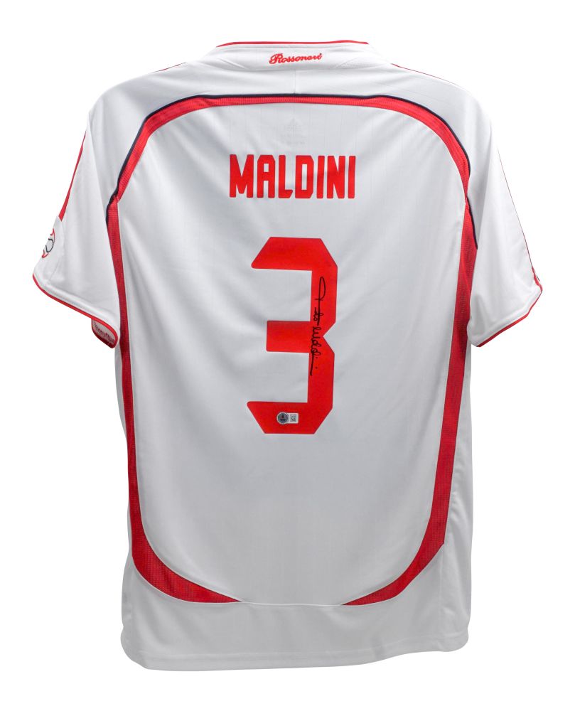 Jersey Paolo Maldini Milan Final Champions Atene 2007 Season MALDINI Autografata Jersey Signed 2007 Paolo Maldini  Ac Milan Jersey Milan MALDINI Milan 2007 Champions League  Season Paolo Maldin
