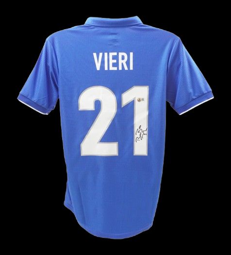 Christian Vieri 21 Italy World Cup 1998  Autographed Jersey Italy 1998  Signed Autographed Jersey Italy WC 98 Christian Signed Jersey Italy 98 World Cup