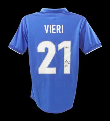 Christian Vieri 21 Italy World Cup 1998  Autographed Jersey Italy 1998  Signed Autographed Jersey Italy WC 98 Christian Signed Jersey Italy 98 World Cup