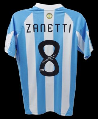 Javier Zanetti Argentina 8  Autographed Jersey Argentina Celeste Signed Autographed Jersey Argentina Zanetti Signed Jersey Argentina ZANETTI
