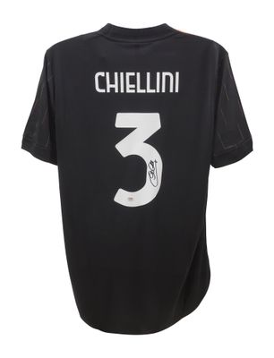Camisola Giorgio Chiellini nº 3 Juventus Época 2021/2022 Autografada por Chiellini Camisola 21/22 Giorgio Chiellini Juventus Camisola Juventus Chiellini nº 3 Juventus Época 2021/2022 CHIELLINI  Camisola original da Juventus autografada por Giorgio Ch