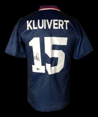 Maglia Patrick Kluivert 9 Ajax 1994 1995 KLUIVERT Maglia autografata firmata 94-95 AJAX Ajax 1994 1995 Maglia Ajax Kluivert  Replica della maglia dell'Ajax, segno autografo autografato firmato Kluivert 1994 1995  Autenticazione: ologramma Beckett  Te