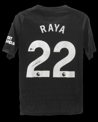 Maglia originale di Raya David, numero 22, Arsenal 2024/2025. Maglia autografata di Raya, stagione 2024/2025.  Maglia originale dell'Arsenal 2024/2025 autografata da Raya, numero 22.  Autenticazione: Ologramma Beckett.