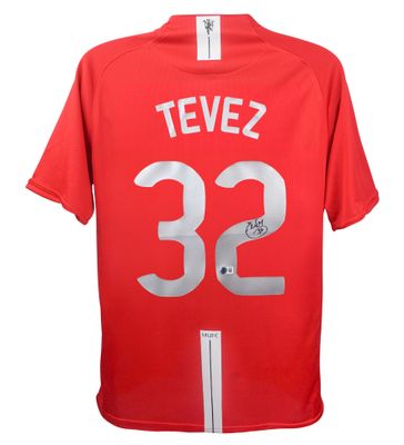 Camiseta de Carlos Tevez, número 32, del Manchester United, campeones de la final de 2008. Firmada. Camiseta firmada. Campeones de la final de 2008 contra el Chelsea. Autógrafo de Carlos Tevez.  Réplica de la camiseta del Manchester United firmada. A