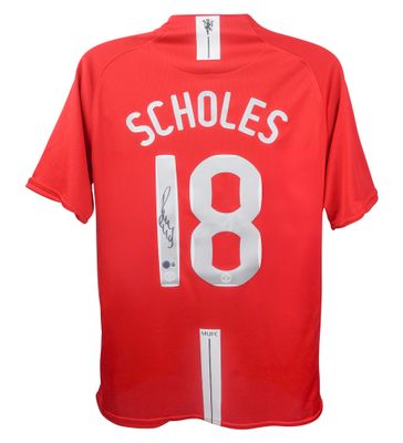 Jersey Paul Scholes 18 Manchester United Final Champions  2008 Sign Autograph Jersey Signed Final Champions 2008 Vs Chelsea SCHOLES 18