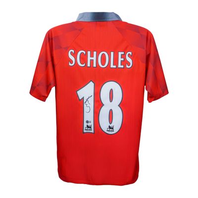 Jersey Paul Scholes 18 Manchester United  1996 1998 Sign Autograph Jersey Signed 96-98 SCHOLES 18 scholes signed autographs