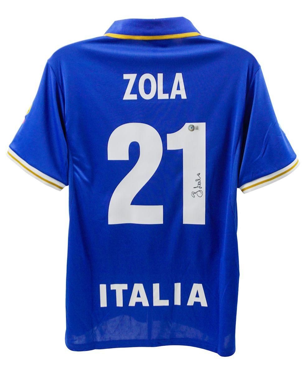 Zola Gianfranco Italy 1996 Jersey Signed ZOLA Autographed Autograph Zola Beckett Autograph ZOLA  Italy Jersey Chelsea 1996