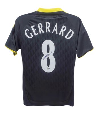 Maglia da calcio replica del Liverpool di Steven Gerrard numero 8, stagione 2010/2011, autografata da GERRARD 8. Autografo di Gerrard, maglia autografata da Beckett, Liverpool 10/11 2010/2011.  Replica della maglia da calcio del Liverpool autografata