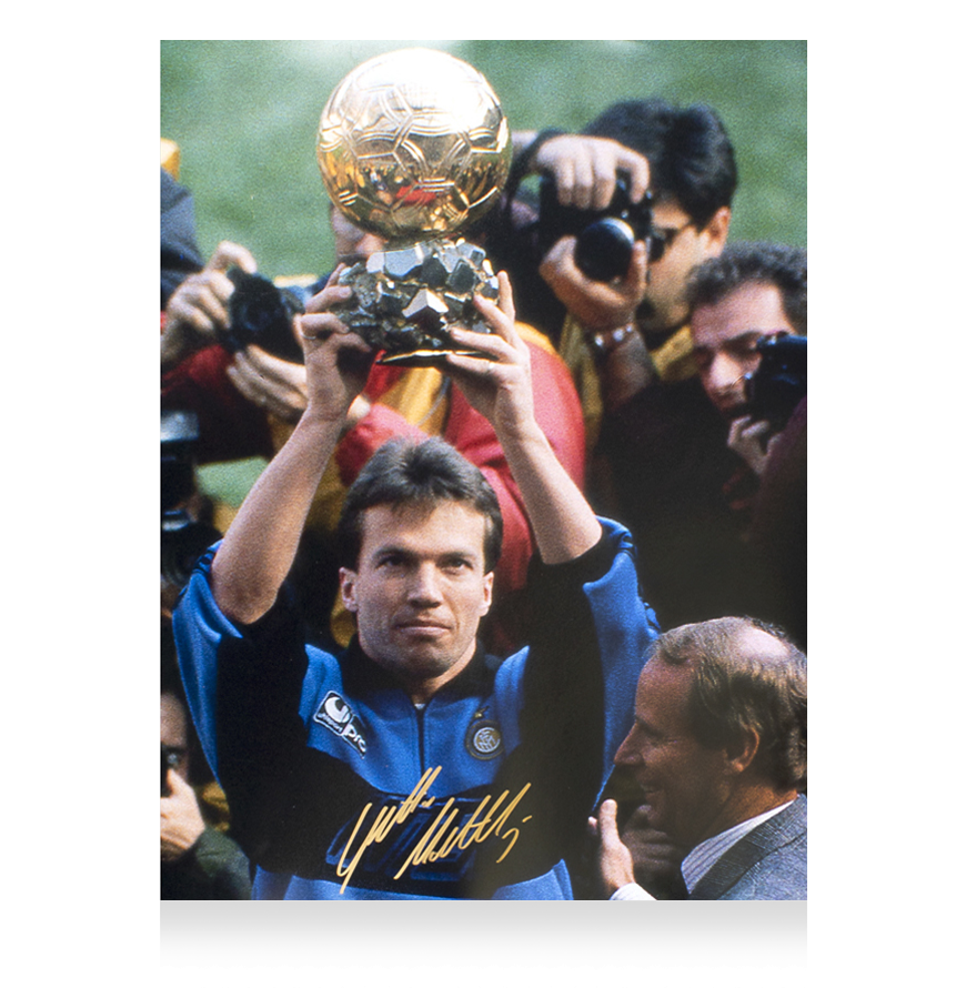 Inter Lothar Matthaus Signed Autograph Inter Photo Autographed Signed Icons Autographed MATTHAUS Ballon D Or 90  ICONS Lothar Matthaus