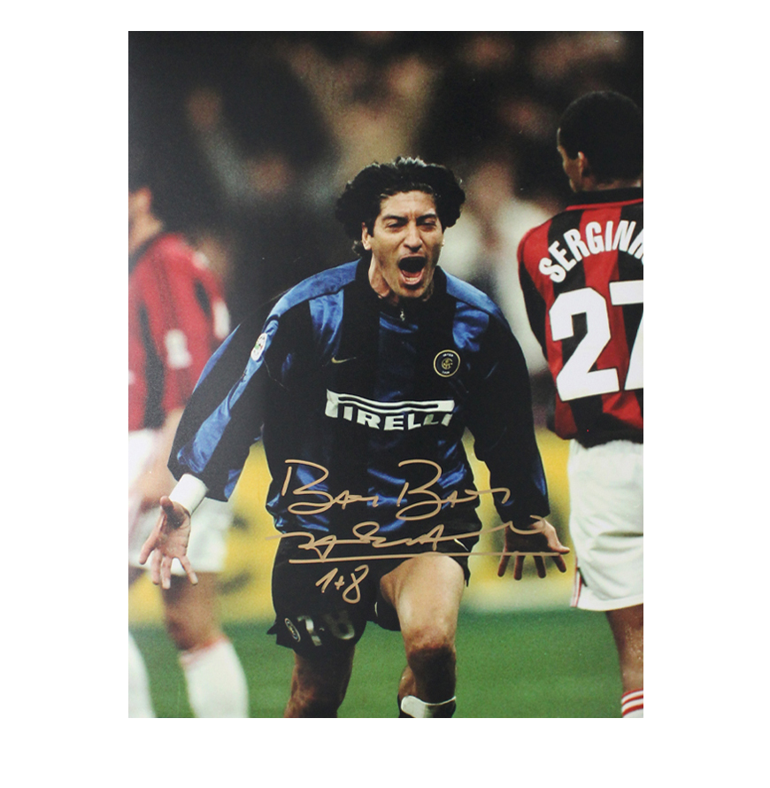Inter Ivan Zamorano Foto Goal Vs Milan Derby Autografata Inter Photo Autographed Signed Icons Autographed Zamorano Inter ICONS