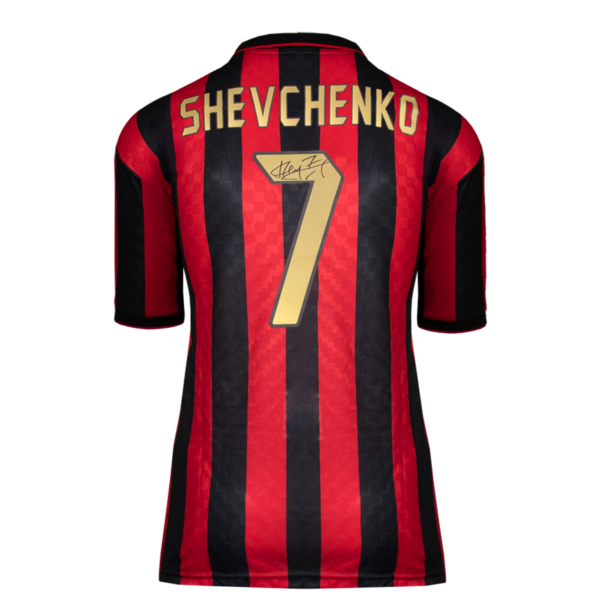 Andriy Shevchenko Jersey Ac Milan Autographed Autograph Signed Ac Milan 96 Jersey Ac Milan Sheva  Back Signed Ac Milan 1996 Home Shirt ICONS