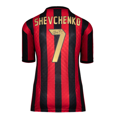 Camisola do Ac Milan de Andriy Shevchenko, autografada, com autógrafo, camisola do AC Milan 96, Sheva, autografada nas costas, camisola principal do AC Milan 1996, ÍCONES. Camisola do Ac Milan de Andriy Shevchenko, autografada, com autógrafo, camisol