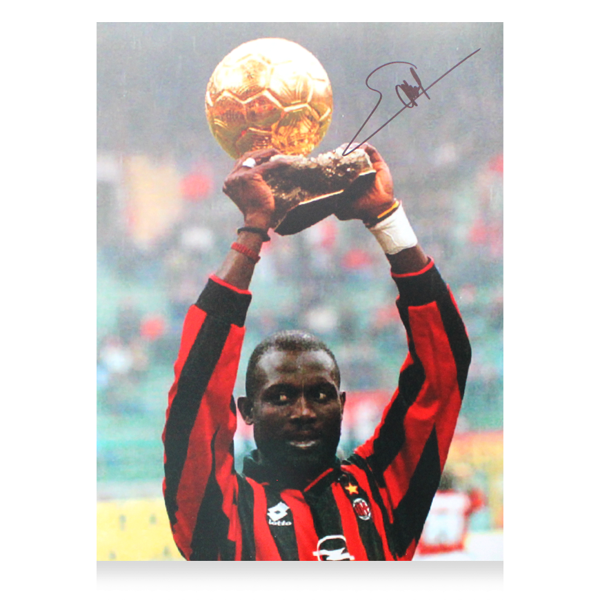 George Weah 9 Photo  Milan Autographed Autograph Signed Ac Milan Ballon D Oro 1995  Photo  Ac Milan George Weah   Ac Milan 95 Photo  ICONS WEAH 9 Ballon D Oro 1995