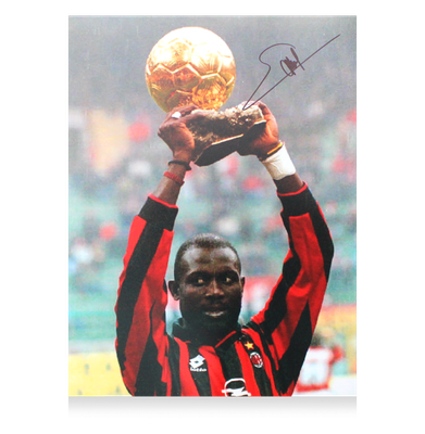 George Weah 9 Photo  Milan Autographed Autograph Signed Ac Milan Ballon D Oro 1995  Photo  Ac Milan George Weah   Ac Milan 95 Photo  ICONS WEAH 9 Ballon D Oro 1995