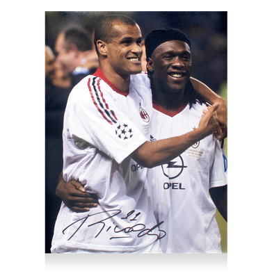 Rivaldo-Foto vom AC Mailand, signiertes Autogramm, AC Mailand 2003, Meister-Finale, Manchester-Foto, AC Mailand, signiertes Foto von RIVALDO gegen Juventus, Finale, ICONS, Rivaldo Retro  FOTO: AC Mailand, signiertes Autogramm, PAOLO RIVALDO, MAILAND,