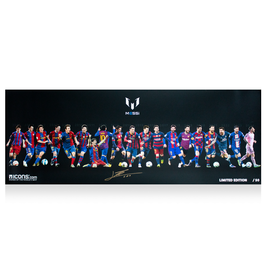 Lionel Messi   Barcelona Autographed Autograph Signed Barcelona Lionel Messi Barcelona  Lionel Messi Lionel Lionel Messi Career Montage Poster Messi Signed Autograph Autographed