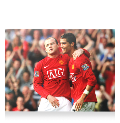 Fotografia autografada de Wayne Rooney, jogador do Manchester United. Autógrafo assinado. Fotografia assinada por Rooney. Ícones.