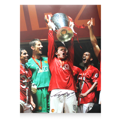 Foto de Wayne Rooney del Manchester United autografiada. Foto firmada del Man Utd. Foto firmada por ROONEY. ÍCONOS.