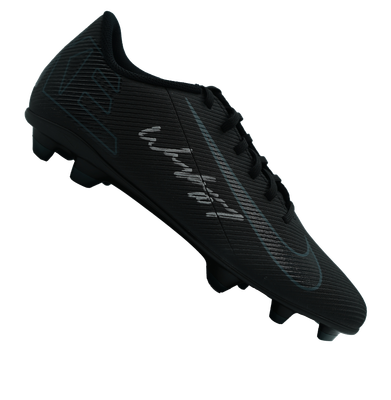 Bota de Wayne Rooney autografiada. Bota del Manchester United firmada. Íconos de la bota firmada por Wayne Rooney.