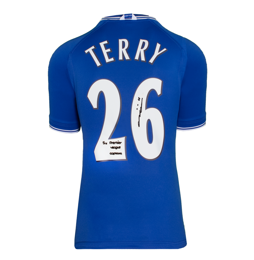 John Terry Chelsea 2000 Shirt  Chelsea Autographed Autograph Signed CHELSEA  Jersey Chelsea TERRY JOHN  Signed Autograph ICONS "5x Premier League Captain" Inscription